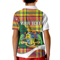 Personalized Bon Fete Kweyol Dominica Kid Polo Shirt Creole Day Coat Of Arms Madras Motifs