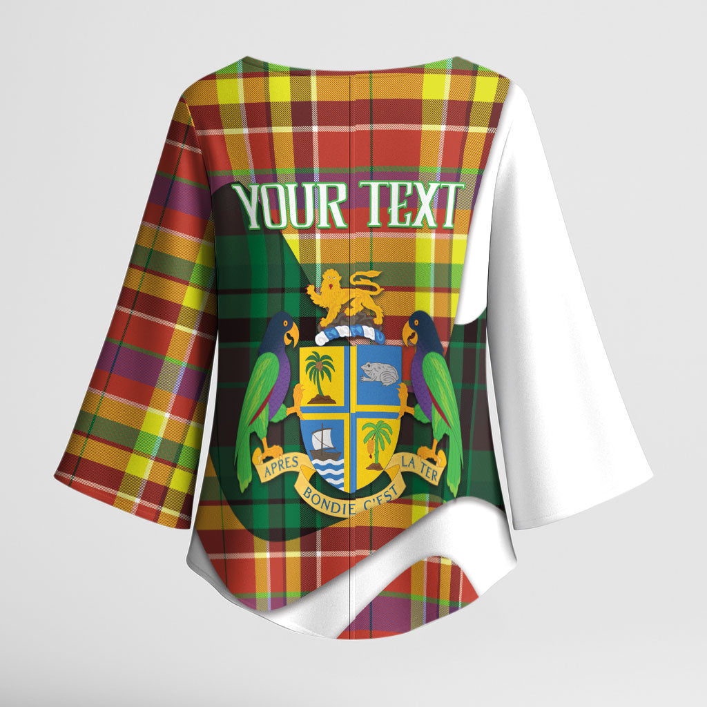 Personalized Bon Fete Kweyol Dominica Kimono Sleeve Blouse Creole Day Coat Of Arms Madras Motifs