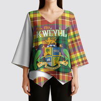 Personalized Bon Fete Kweyol Dominica Kimono Sleeve Blouse Creole Day Coat Of Arms Madras Motifs