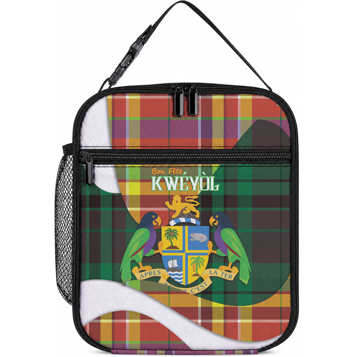Bon Fete Kweyol Dominica Lunch Bag Creole Day Coat Of Arms Madras Motifs