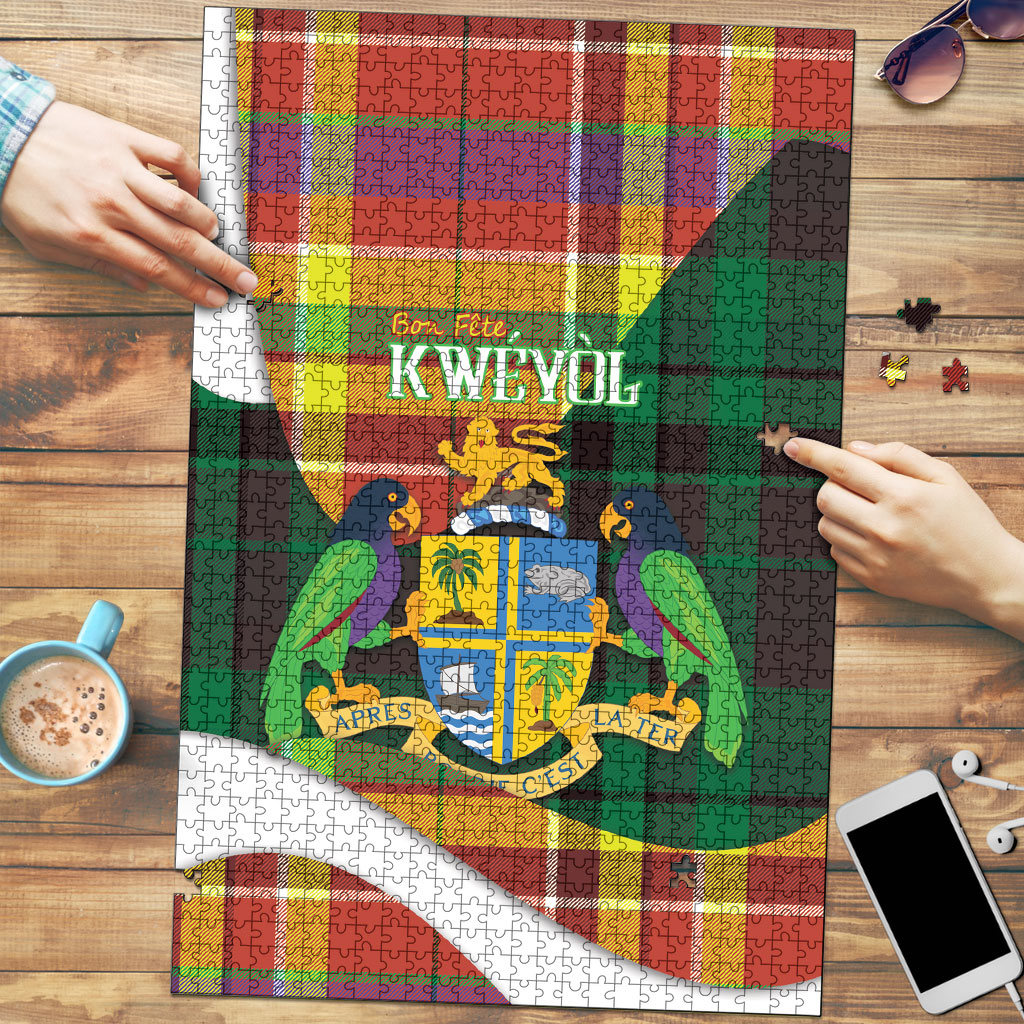 Bon Fete Kweyol Dominica Puzzle Creole Day Coat Of Arms Madras Motifs