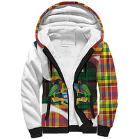 Personalized Bon Fete Kweyol Dominica Sherpa Hoodie Creole Day Coat Of Arms Madras Motifs