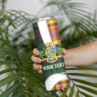 Personalized Bon Fete Kweyol Dominica Skinny Tumbler Creole Day Coat Of Arms Madras Motifs