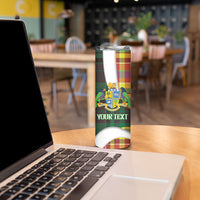 Personalized Bon Fete Kweyol Dominica Skinny Tumbler Creole Day Coat Of Arms Madras Motifs