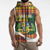 Personalized Bon Fete Kweyol Dominica Sleeveless Zip Hoodie Creole Day Coat Of Arms Madras Motifs