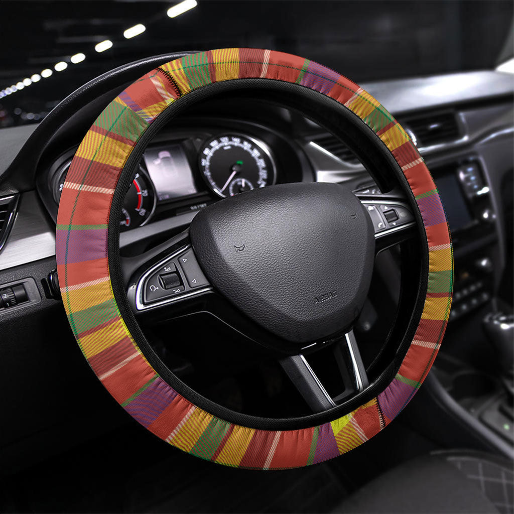 Bon Fete Kweyol Dominica Steering Wheel Cover Creole Day Coat Of Arms Madras Motifs