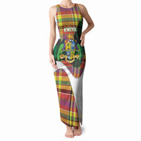 Personalized Bon Fete Kweyol Dominica Tank Maxi Dress Creole Day Coat Of Arms Madras Motifs