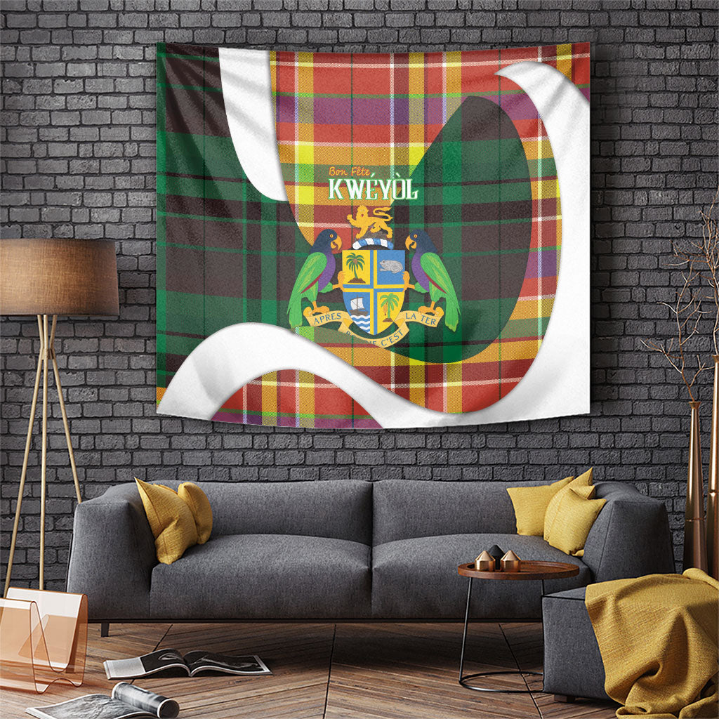 Bon Fete Kweyol Dominica Tapestry Creole Day Coat Of Arms Madras Motifs