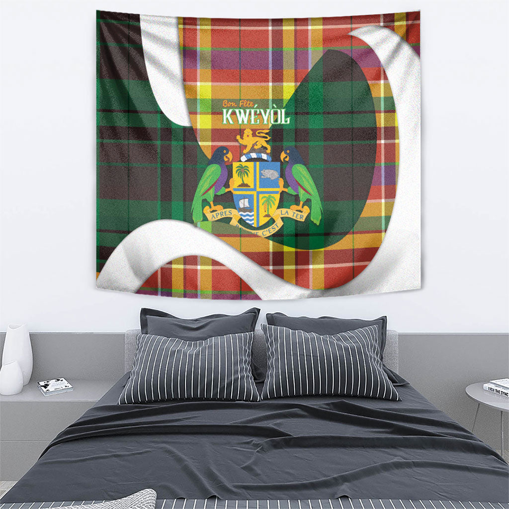 Bon Fete Kweyol Dominica Tapestry Creole Day Coat Of Arms Madras Motifs