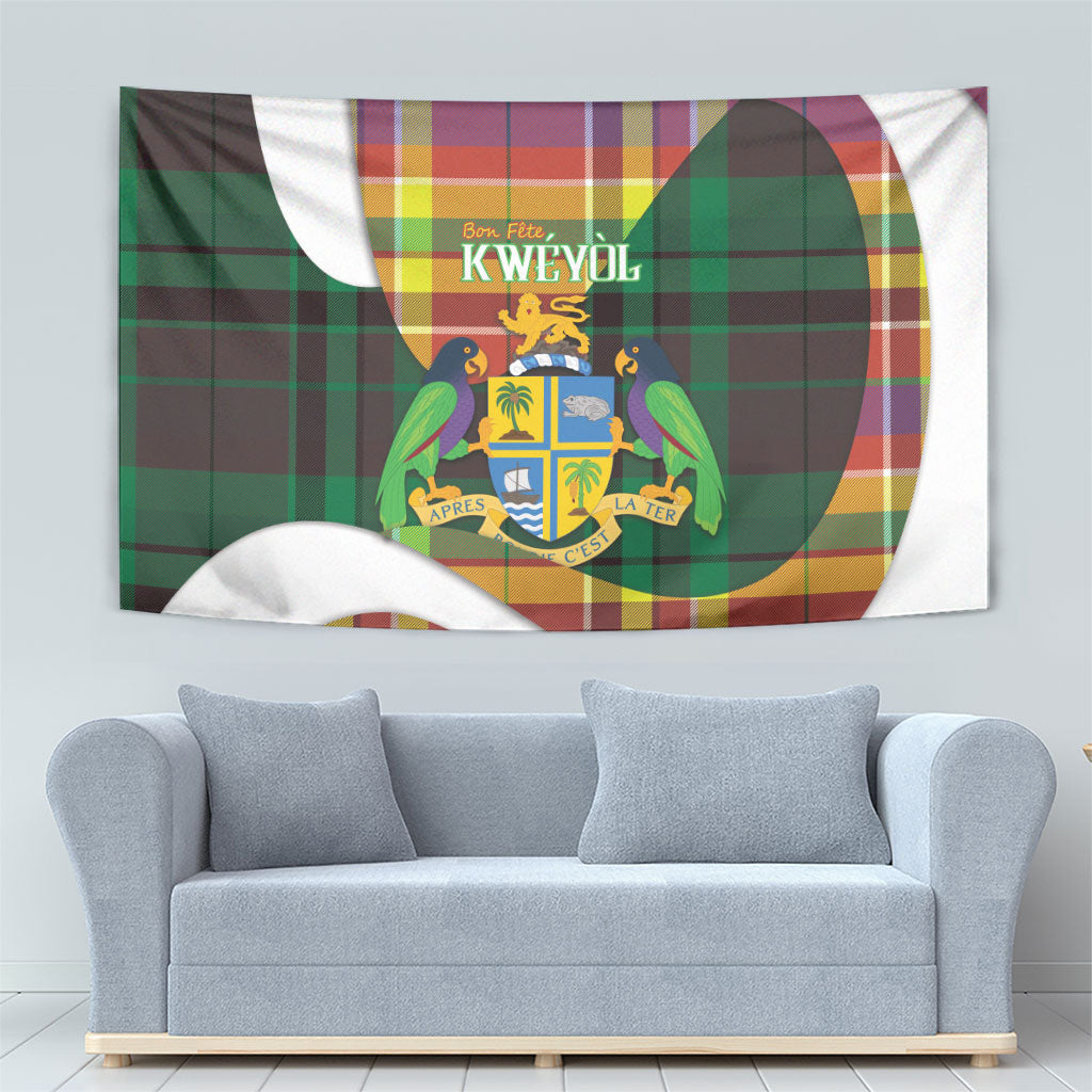 Bon Fete Kweyol Dominica Tapestry Creole Day Coat Of Arms Madras Motifs