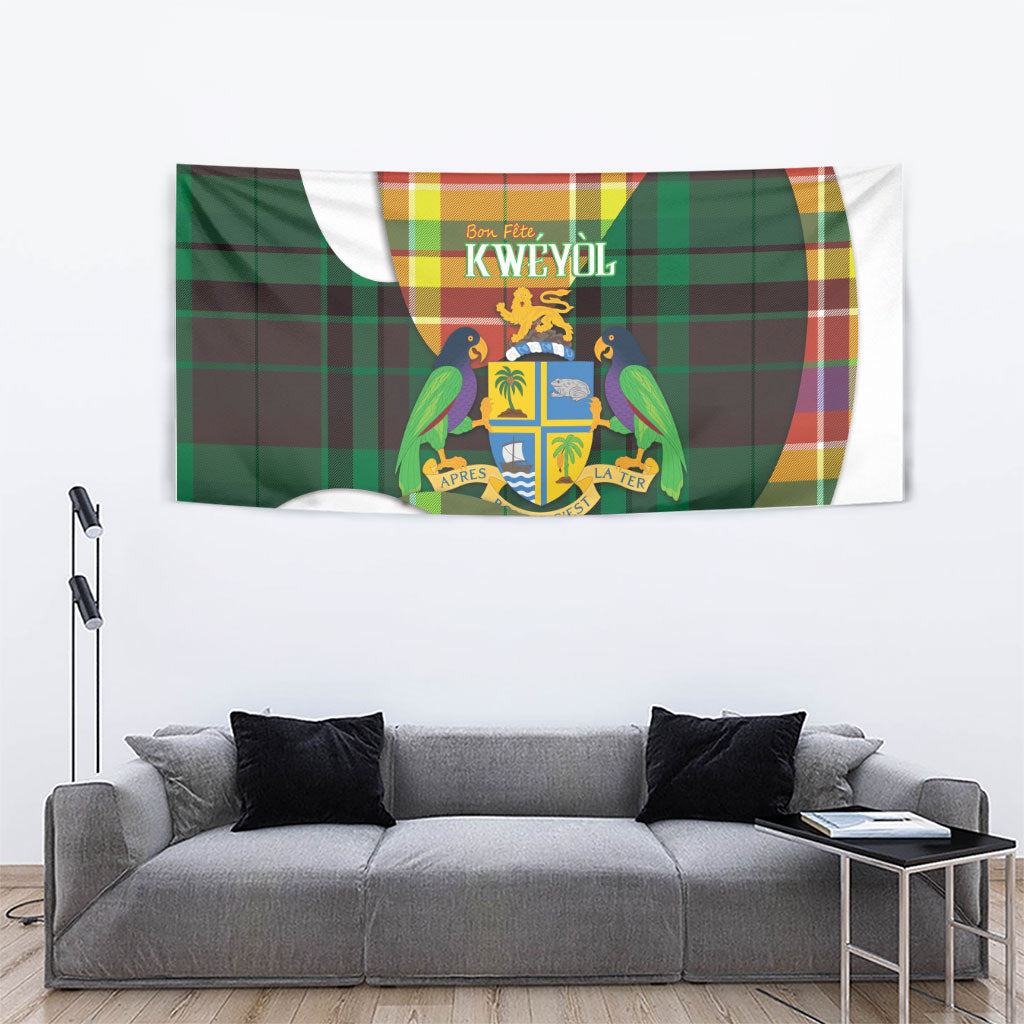 Bon Fete Kweyol Dominica Tapestry Creole Day Coat Of Arms Madras Motifs