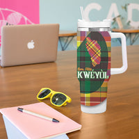 Personalized Bon Fete Kweyol Dominica Tumbler With Handle Creole Day Coat Of Arms Madras Motifs