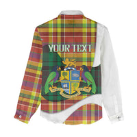 Personalized Bon Fete Kweyol Dominica Women Casual Shirt Creole Day Coat Of Arms Madras Motifs