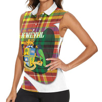 Personalized Bon Fete Kweyol Dominica Women Sleeveless Polo Shirt Creole Day Coat Of Arms Madras Motifs