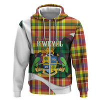 Personalized Bon Fete Kweyol Dominica Zip Hoodie Creole Day Coat Of Arms Madras Motifs