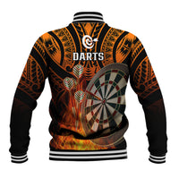 Personalised Polynesian Darts Baseball Jacket Fire Burning With Tribal Tattoo - Wonder Print Shop