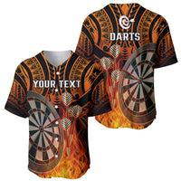 Personalised Polynesian Darts Baseball Jersey Fire Burning With Tribal Tattoo - Wonder Print Shop
