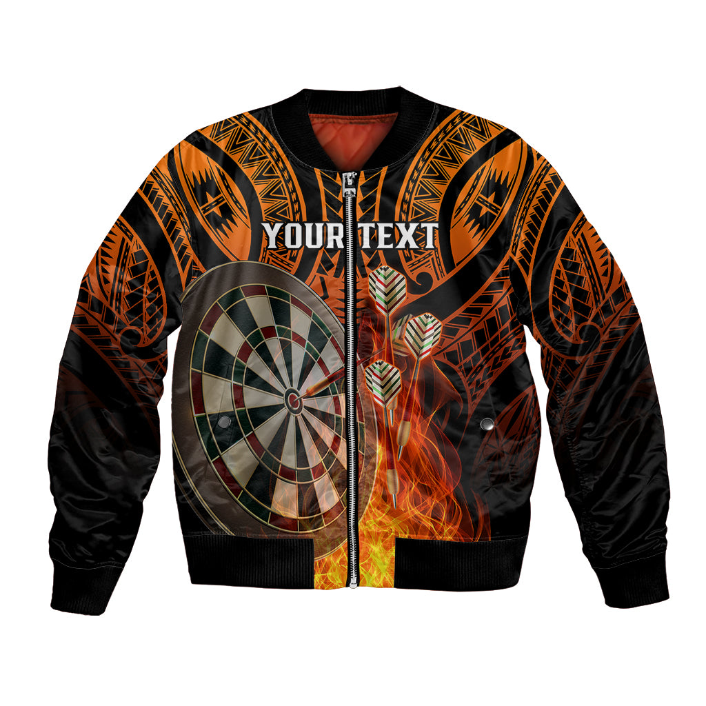 Personalised Polynesian Darts Bomber Jacket Fire Burning With Tribal Tattoo - Wonder Print Shop