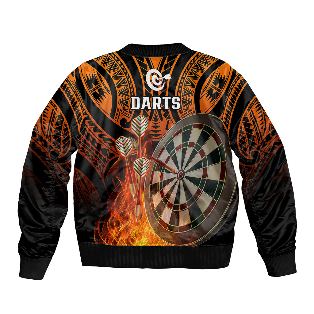 Personalised Polynesian Darts Bomber Jacket Fire Burning With Tribal Tattoo - Wonder Print Shop