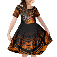Personalised Polynesian Darts Family Matching Long Sleeve Bodycon Dress and Hawaiian Shirt Fire Burning With Tribal Tattoo - Wonder Print Shop