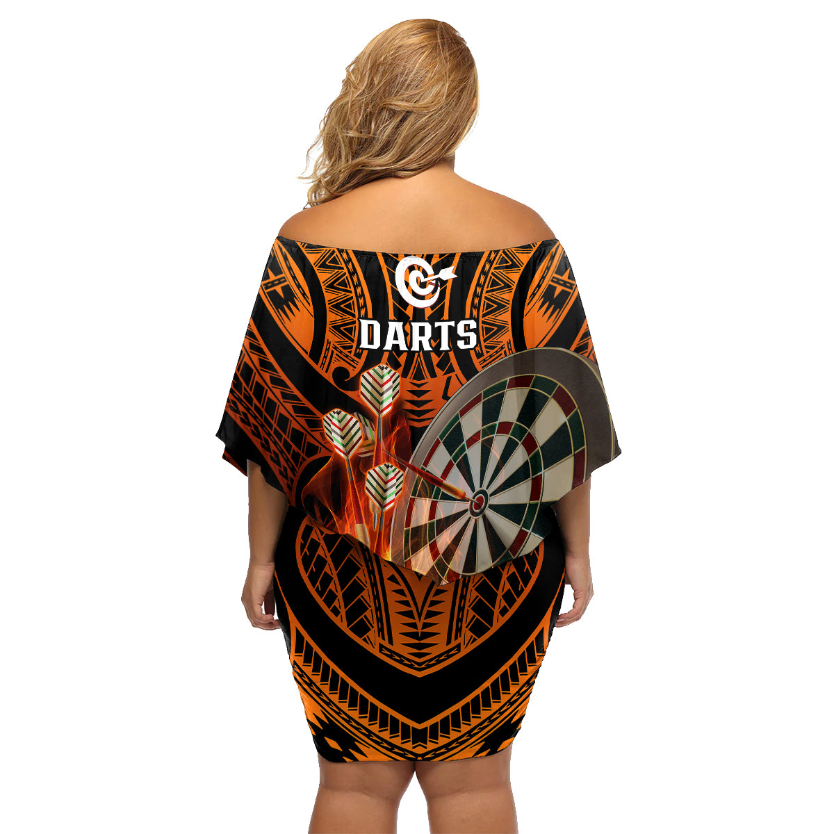 Personalised Polynesian Darts Family Matching Off Shoulder Short Dress and Hawaiian Shirt Fire Burning With Tribal Tattoo - Wonder Print Shop