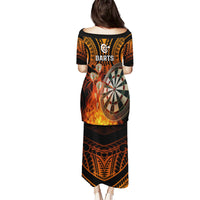 Personalised Polynesian Darts Family Matching Puletasi Dress and Hawaiian Shirt Fire Burning With Tribal Tattoo - Wonder Print Shop