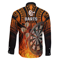 Personalised Polynesian Darts Family Matching Short Sleeve Bodycon Dress and Hawaiian Shirt Fire Burning With Tribal Tattoo - Wonder Print Shop