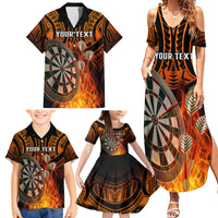 Personalised Polynesian Darts Family Matching Summer Maxi Dress and Hawaiian Shirt Fire Burning With Tribal Tattoo - Wonder Print Shop