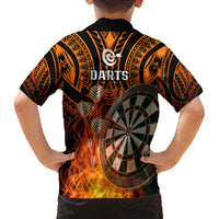 Personalised Polynesian Darts Family Matching Tank Maxi Dress and Hawaiian Shirt Fire Burning With Tribal Tattoo - Wonder Print Shop
