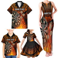 Personalised Polynesian Darts Family Matching Tank Maxi Dress and Hawaiian Shirt Fire Burning With Tribal Tattoo - Wonder Print Shop