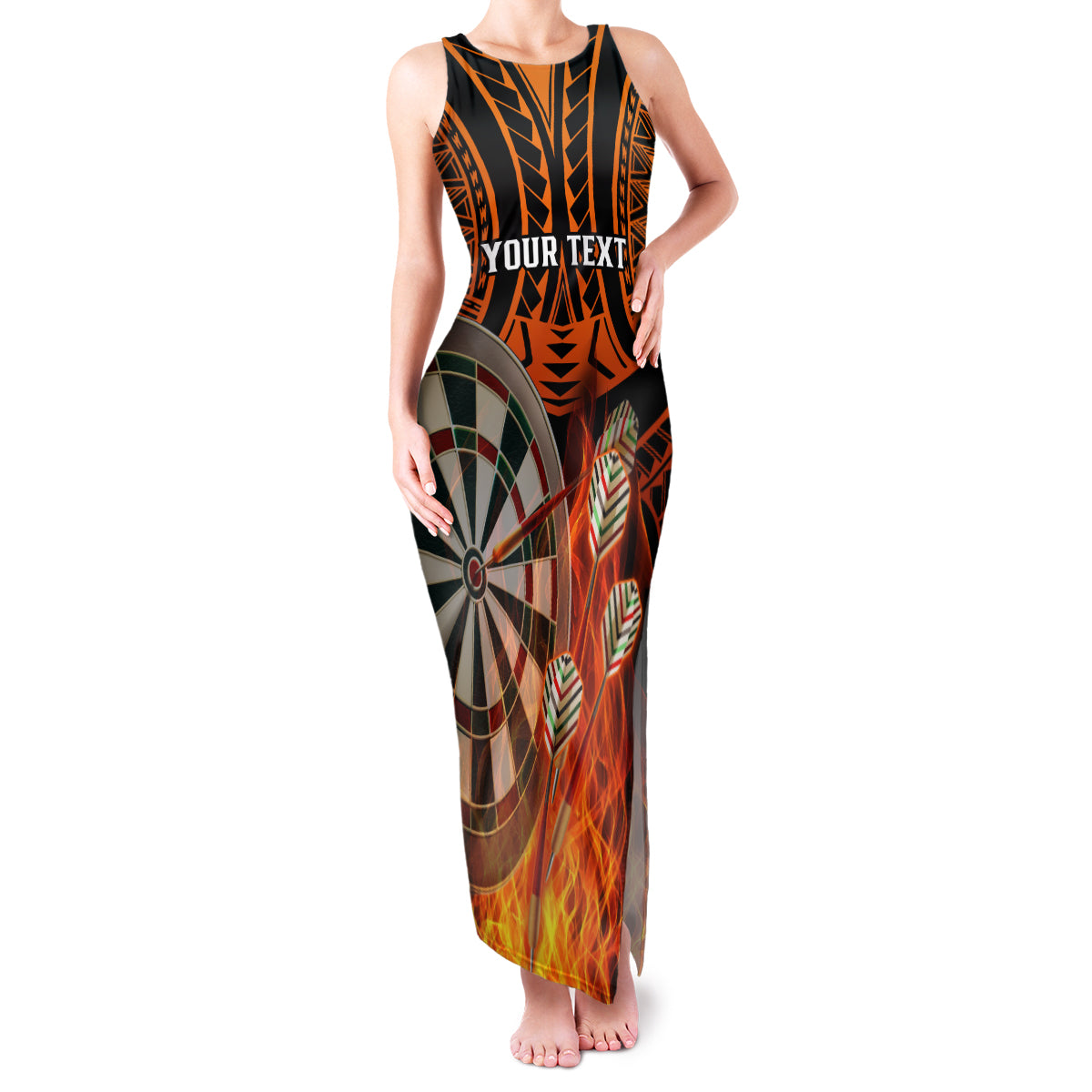 Personalised Polynesian Darts Family Matching Tank Maxi Dress and Hawaiian Shirt Fire Burning With Tribal Tattoo - Wonder Print Shop
