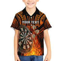 Personalised Polynesian Darts Family Matching Tank Maxi Dress and Hawaiian Shirt Fire Burning With Tribal Tattoo - Wonder Print Shop