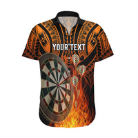 Personalised Polynesian Darts Hawaiian Shirt Fire Burning With Tribal Tattoo - Wonder Print Shop