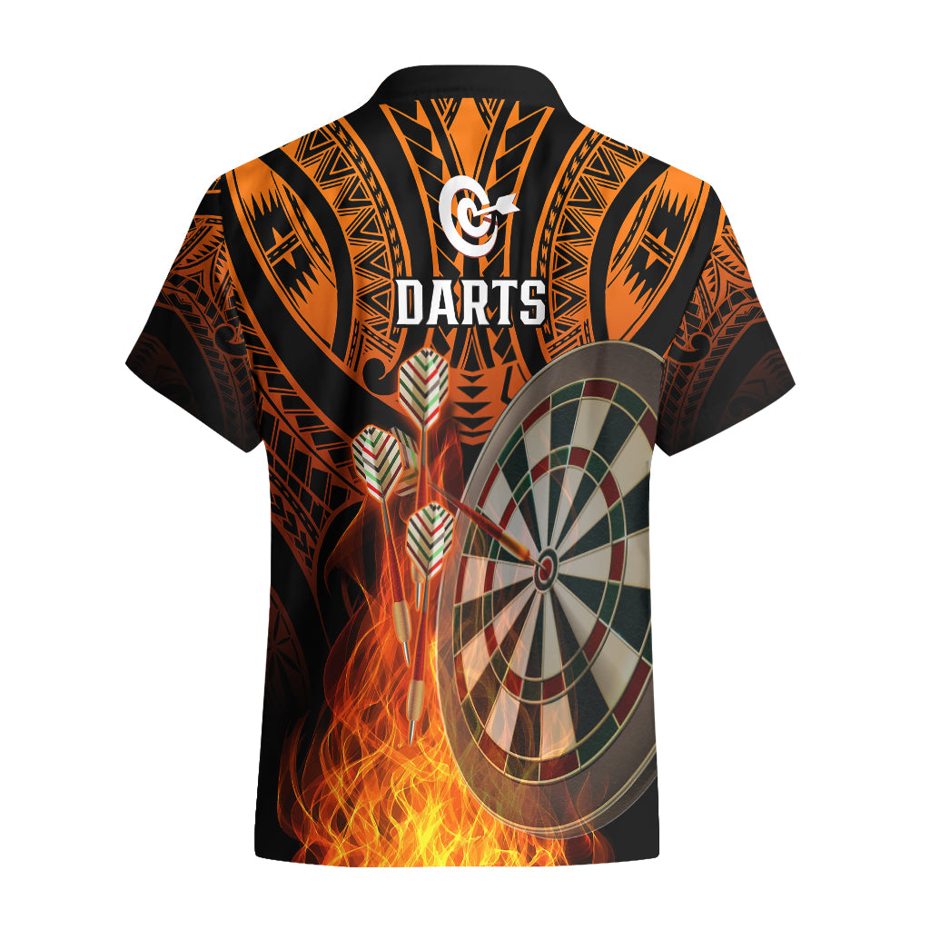 Personalised Polynesian Darts Hawaiian Shirt Fire Burning With Tribal Tattoo - Wonder Print Shop