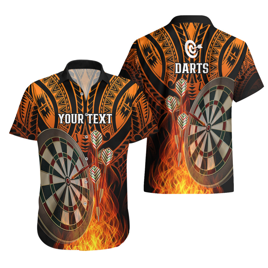 Personalised Polynesian Darts Hawaiian Shirt Fire Burning With Tribal Tattoo - Wonder Print Shop
