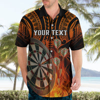 Personalised Polynesian Darts Hawaiian Shirt Fire Burning With Tribal Tattoo - Wonder Print Shop