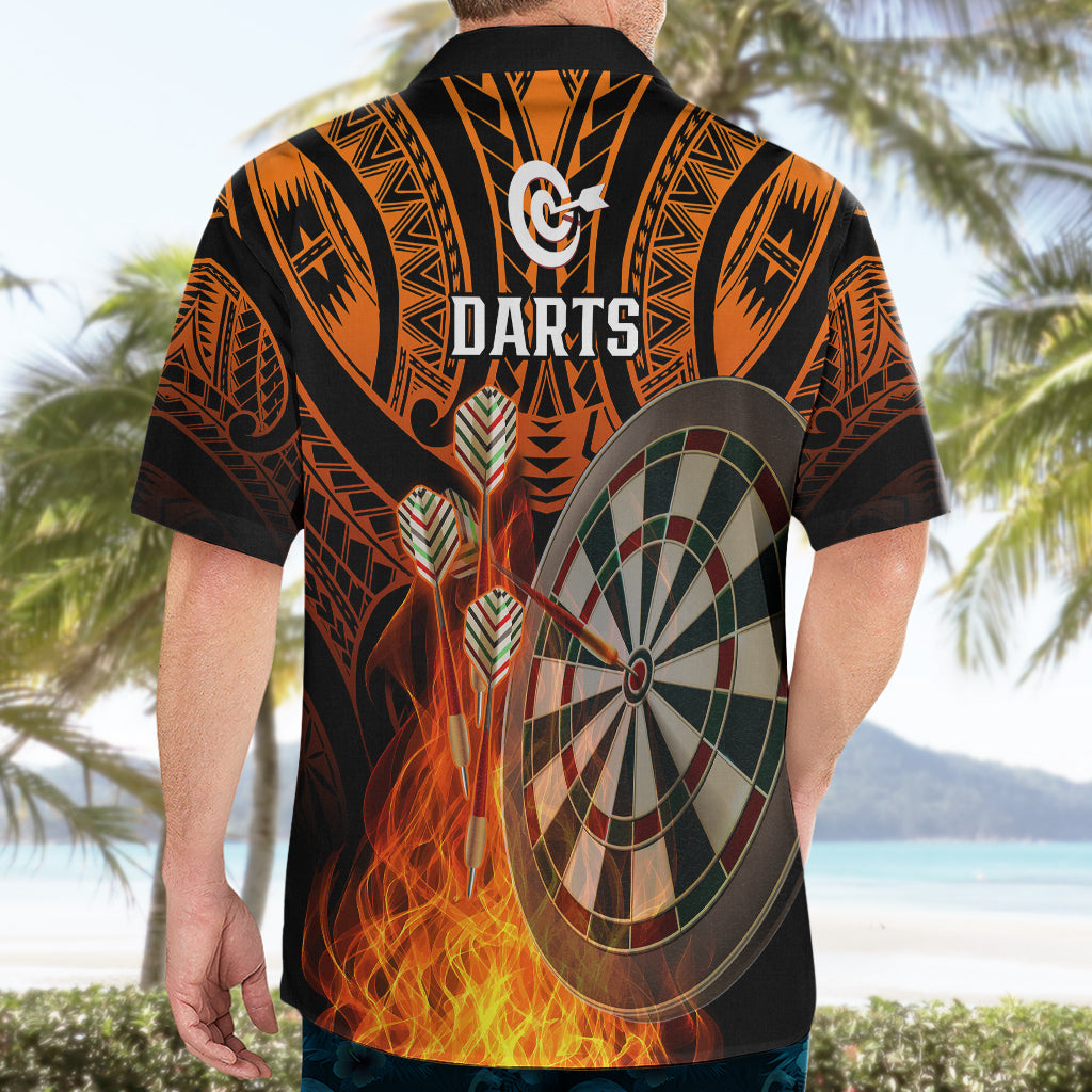 Personalised Polynesian Darts Hawaiian Shirt Fire Burning With Tribal Tattoo - Wonder Print Shop