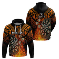 Personalised Polynesian Darts Hoodie Fire Burning With Tribal Tattoo - Wonder Print Shop