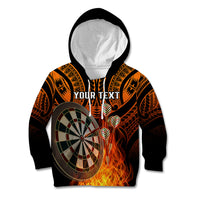 Personalised Polynesian Darts Kid Hoodie Fire Burning With Tribal Tattoo - Wonder Print Shop