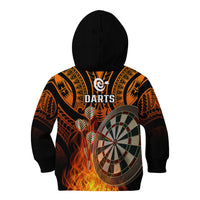 Personalised Polynesian Darts Kid Hoodie Fire Burning With Tribal Tattoo - Wonder Print Shop