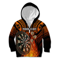 Personalised Polynesian Darts Kid Hoodie Fire Burning With Tribal Tattoo - Wonder Print Shop