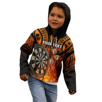 Personalised Polynesian Darts Kid Hoodie Fire Burning With Tribal Tattoo - Wonder Print Shop
