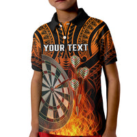 Personalised Polynesian Darts Kid Polo Shirt Fire Burning With Tribal Tattoo - Wonder Print Shop