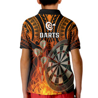 Personalised Polynesian Darts Kid Polo Shirt Fire Burning With Tribal Tattoo - Wonder Print Shop