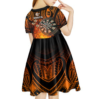 Personalised Polynesian Darts Kid Short Sleeve Dress Fire Burning With Tribal Tattoo - Wonder Print Shop