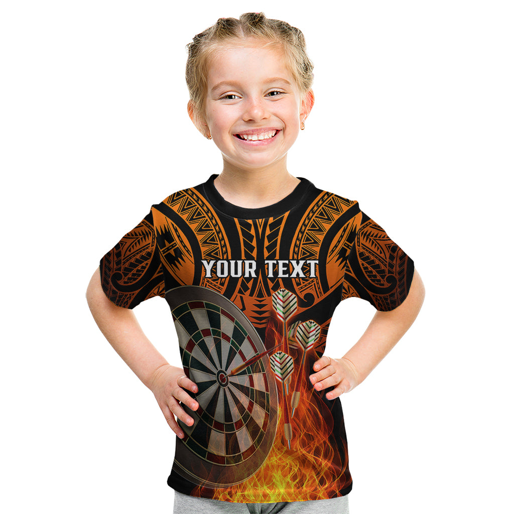 Personalised Polynesian Darts Kid T Shirt Fire Burning With Tribal Tattoo - Wonder Print Shop