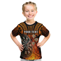 Personalised Polynesian Darts Kid T Shirt Fire Burning With Tribal Tattoo - Wonder Print Shop