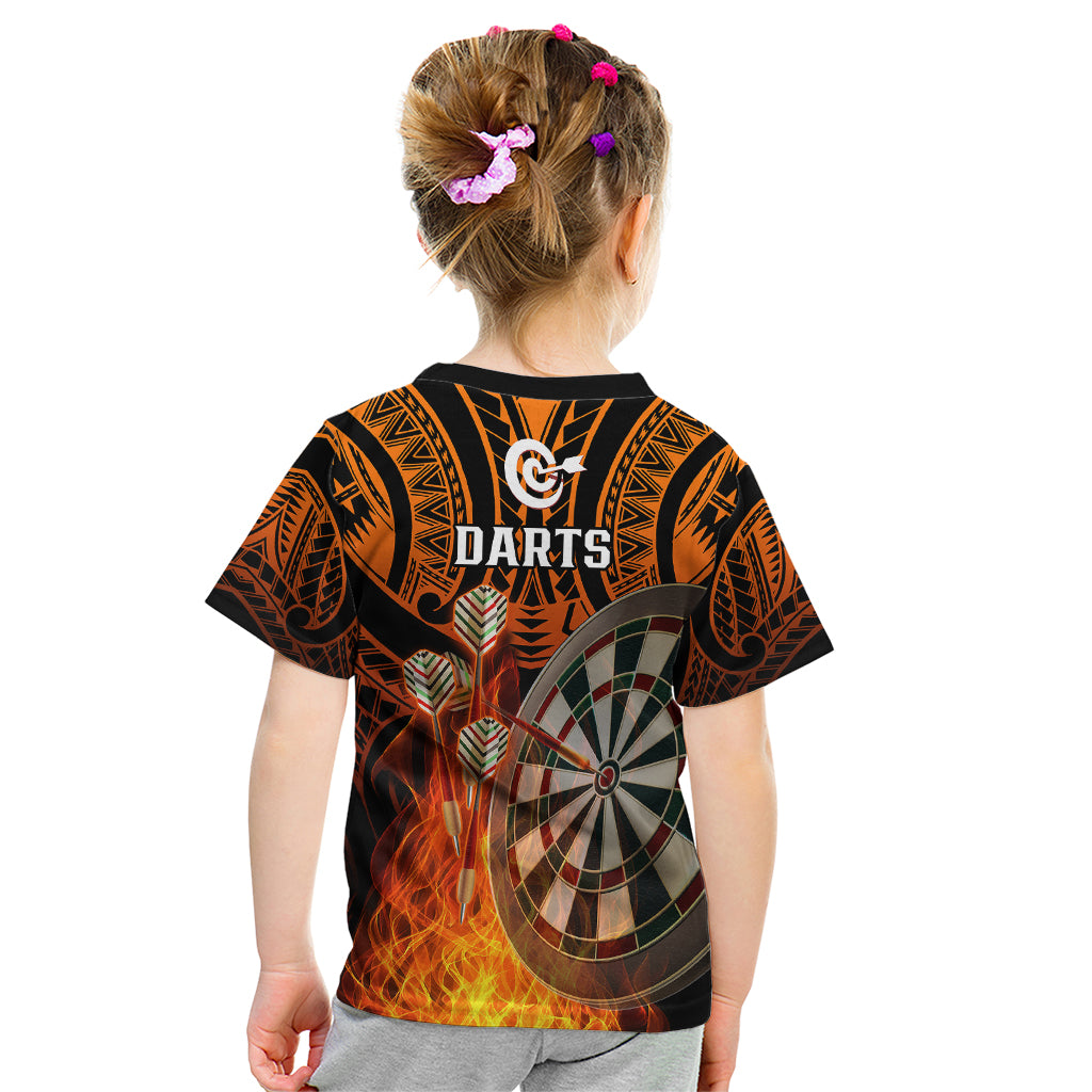 Personalised Polynesian Darts Kid T Shirt Fire Burning With Tribal Tattoo - Wonder Print Shop