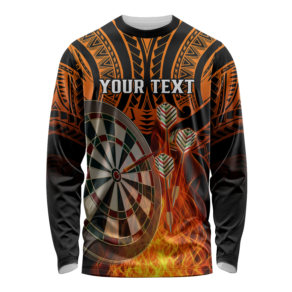 Personalised Polynesian Darts Long Sleeve Shirt Fire Burning With Tribal Tattoo - Wonder Print Shop