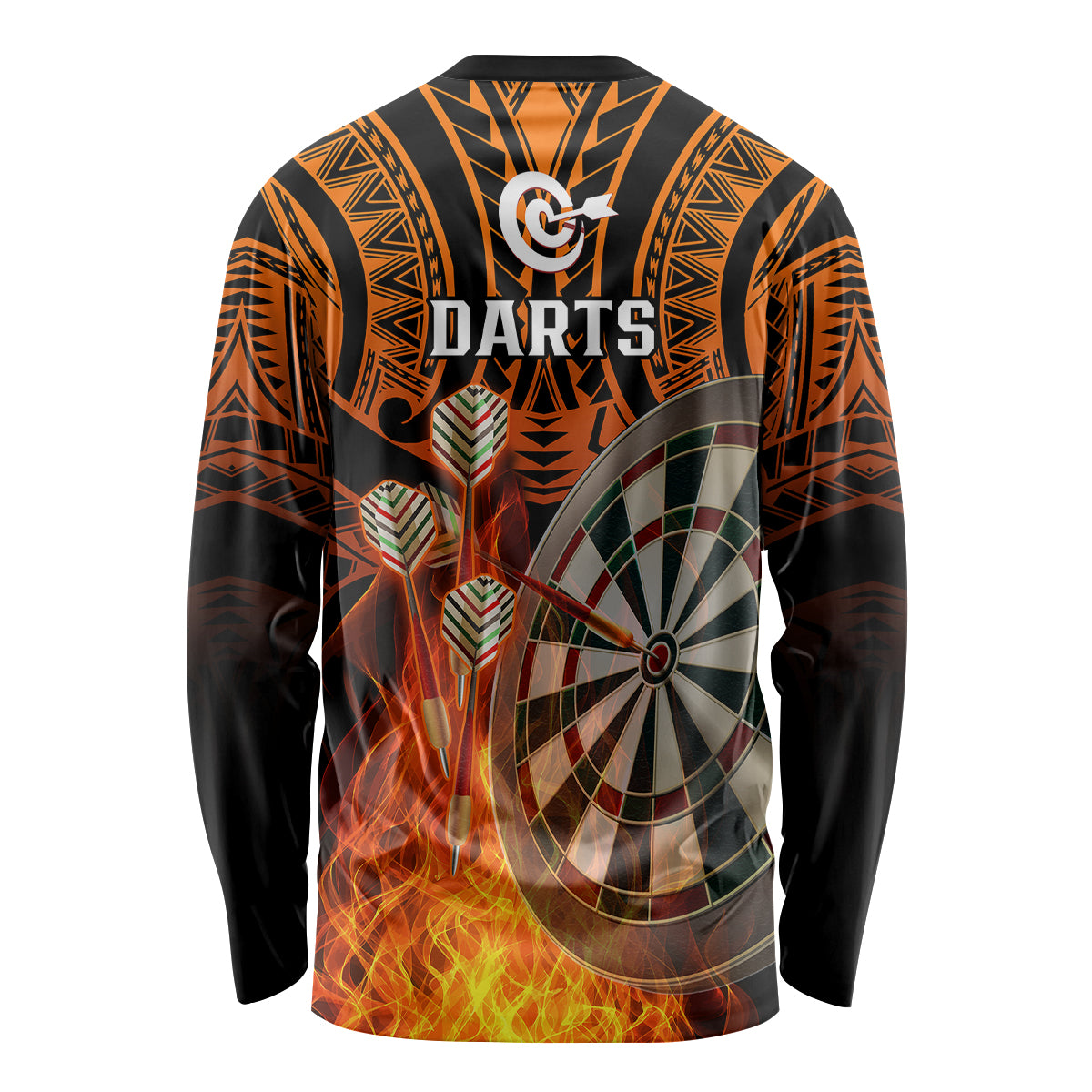 Personalised Polynesian Darts Long Sleeve Shirt Fire Burning With Tribal Tattoo - Wonder Print Shop